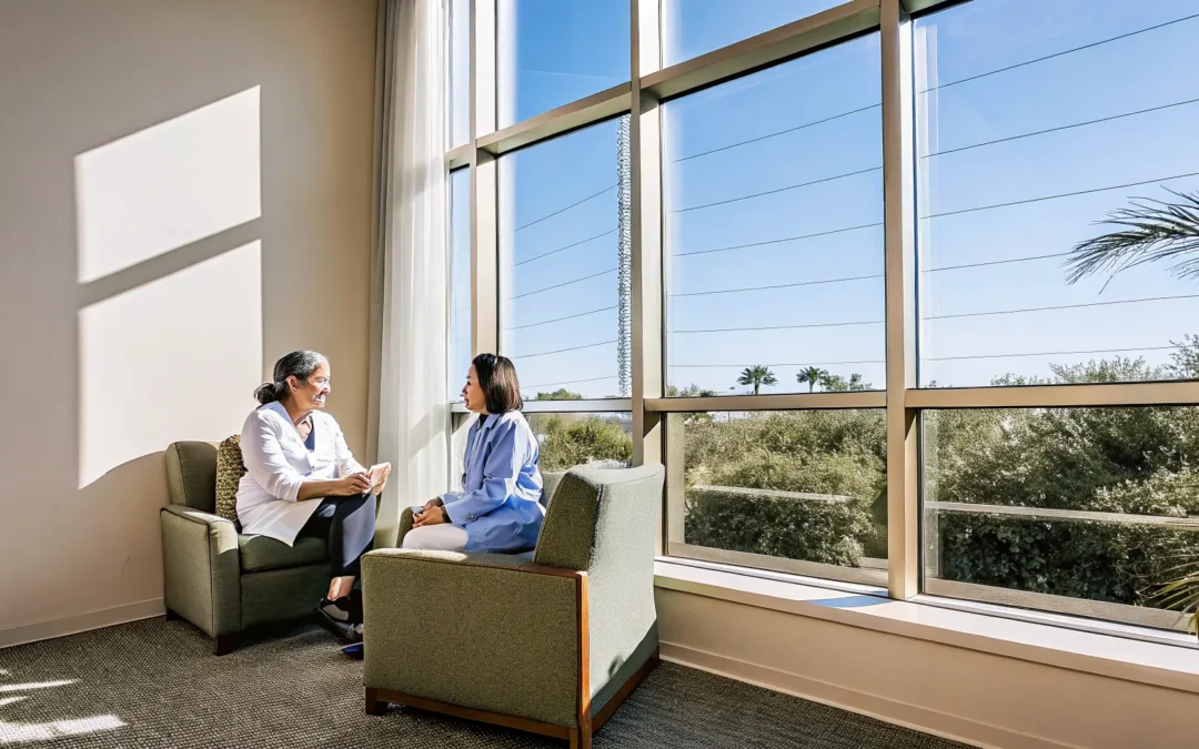 Peaceful outpatient counseling center in Sarasota Florida with warm sunlight and compassionate care setting